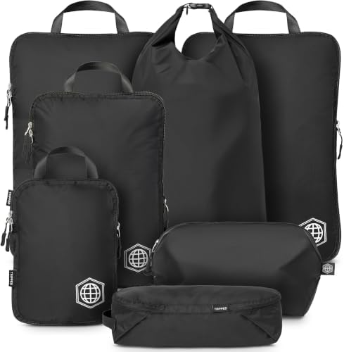 TRIPPED Travel Gear Large Compression Packing Cubes 7-Piece Set by TRIPPEDTravelGear