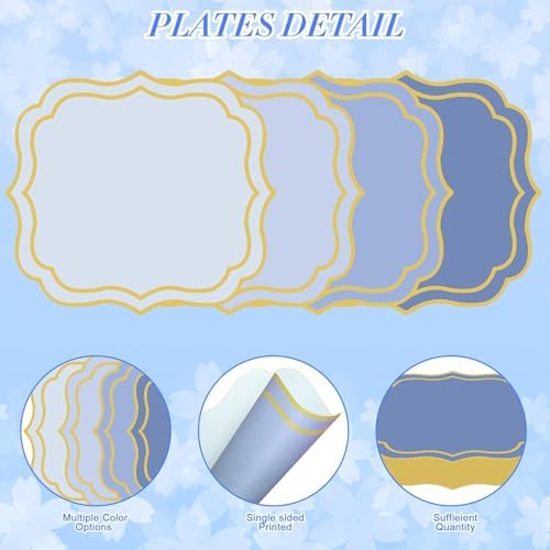 100 Pcs Dusty Blue Paper Placemats 13.4 x 12 Inch Disposable Scalloped Paper - Image 3