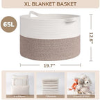 INDRESSME Large Woven Rope Blanket Basket Living Room Brown - Image 2