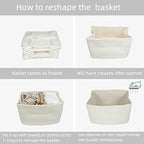 XUANGUO Woven Cotton Rope Storage Baskets 15x10x9.3" 3 Pack White - Image 7