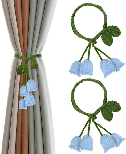 2 Pack Boho Handmade Flower Curtain Tiebacks Curtain Holdbacks by OCIOLI