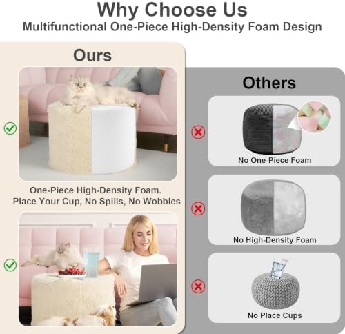 Hansleep Round Pouf Ottoman Foot Rest, 20 x 15 Inch - Image 3