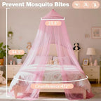 Pink Bed Canopy for Girls Room, Round Canopy from Ceiling - Image 2