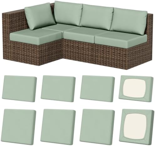 8Pcs Outdoor Cushion Covers, Stretch Patio Furniture Couch Chair Slipcovers by VORSHAPE