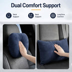 2 PCS Car Pillow for Driving Seat Soft Suede Headrest Neck & Lumbar Support - Image 2