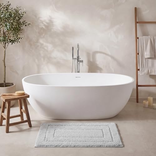 GRANNY SAYS Gray Bathroom Rug 16" x 24", Non-Slip Microfiber Bath Mat - Image 2