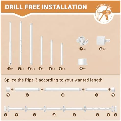 Room Divider for Room Separation, Tension Curtain Rods No Drilling for Room - Image 5