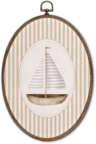 FLAWAFLOMA Vintage Sailboat Nursery Oval Wall Art Decor, Kids Room Canvas Wall by Unknown