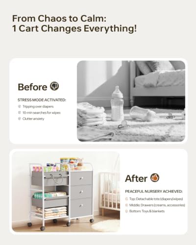 2in1 Baby Diaper Caddy Organizer and Storage Cart - Image 4