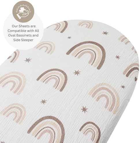 Muslin Bassinet Sheets for Baby Delight Beside Me, Chicco LullaGo, Delta - Image 3