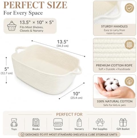 XUANGUO Medium Woven Cotton Rope Storage Basket - Image 3