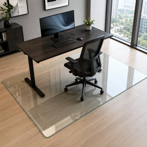 Tempered Glass Chair Mat 60" x 48" by Tcyzest
