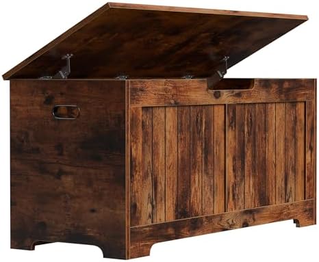 Wooden Storage Chest Box with Flip-top Lid & Safety Hinge, 39.4 Inch Living by Epetlover