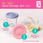Elk and Friends Baby 4oz Borosilicate Glass Food Storage Jars | 12pk - Image 2