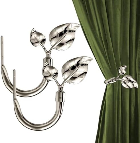 HIKMLK Leaf Shaped Curtain Tieback Holdbacks 2pcs, Handmade Metal Curtain Side by HIKMLK