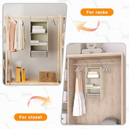 Hanging Closet Organizer 3-Shelf, Oxford Fabric Wardrobe Storage - Image 5