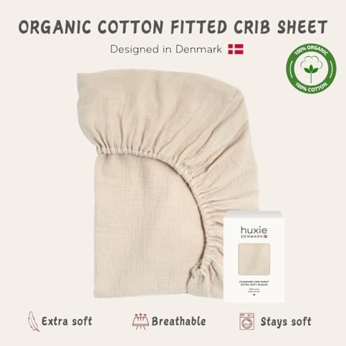 Crib Sheets, 100% Organic Cotton Muslin, Fitted 28"x52" Standard - Image 5