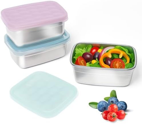 Tanjiae 3-Pack Stainless Steel Snack Containers by Tanjiae