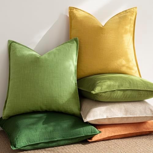 Foindtower Linen Solid Decorative Throw Pillow Covers 20x20 Ginger Yellow - Image 6
