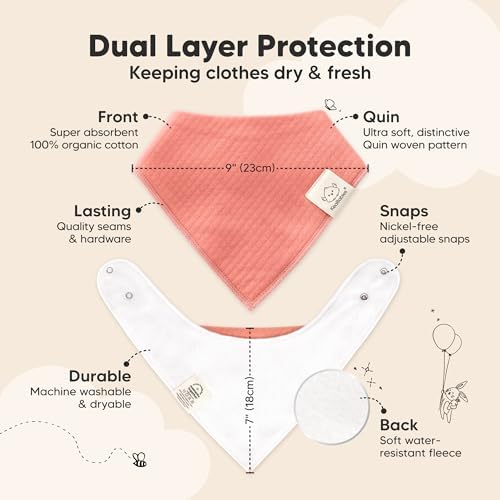 8pk Organic Baby Bandana Bibs for Drooling Teething - Image 3