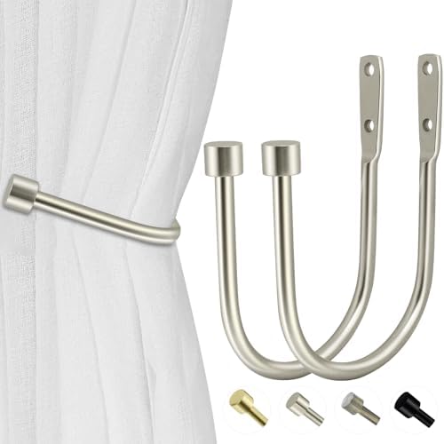 HIKMLK Minimalist Curtain Holdbacks 2pcs, 100% Cast Iron Solid Heavy Duty Metal by HIKMLK