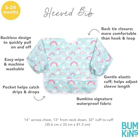Bumkins Sleeved Bib for Girl or Boy, Baby and Toddler for 6-24 Mos, Essential - Image 5