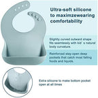PandaEar Set of 3 Silicone Baby Bibs, Waterproof Soft Adjustable Bibs - Image 4