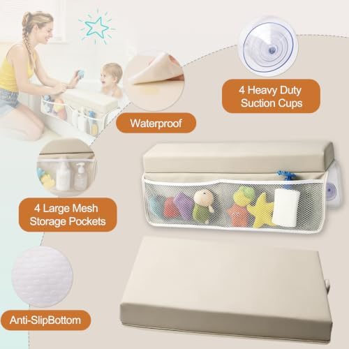 Baby Waterproof Vegan Leather Bath Kneeler and Elbow Rest Pad Set - Image 2