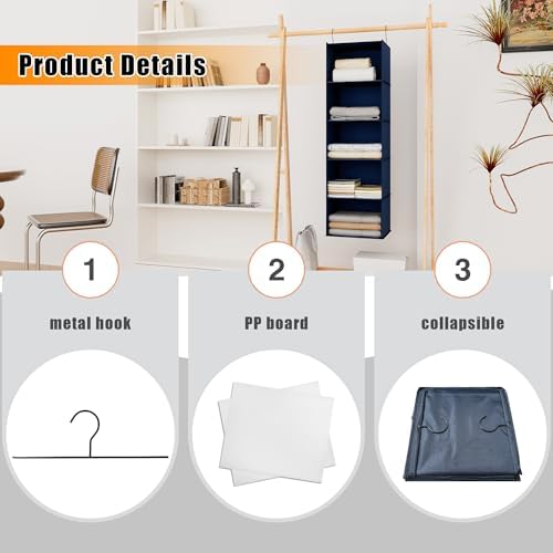 Hanging Closet Organizer 5-Shelf, Oxford Fabric Wardrobe Storage - Image 6