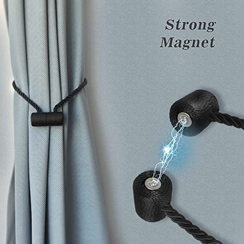 Hion Magnetic Curtain Tiebacks Golden 4pcs, Curtain Holdbacks Hooks Holders - Image 2