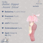 MON AMI Ballet Slipper Plush Accent Pillow, 14-Inch Dance Décor Gift - Image 3