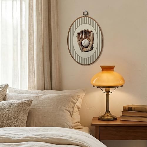 SONMYSULIL Baseball Nursery Wall Art Decor, Vintage Sports Oval Wall Hanging - Image 2