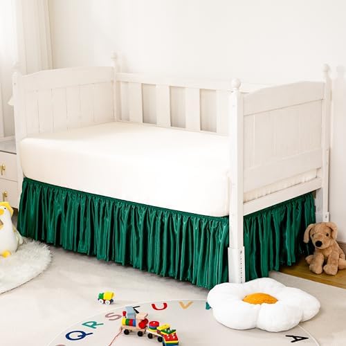 Blackish Green Satin Crib Bed Skirt - Image 2