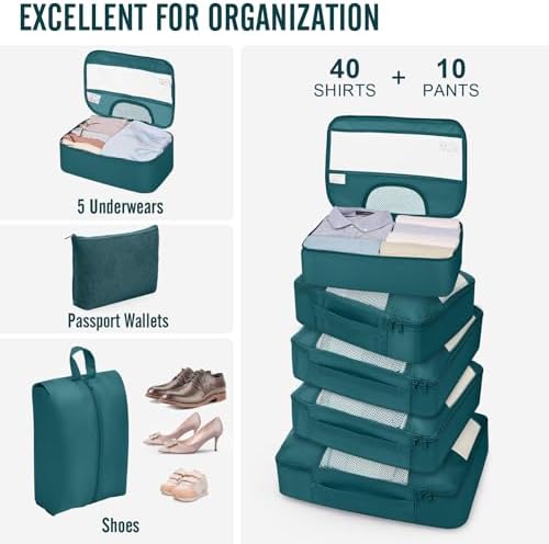 Veken 10 Set Packing Cubes for Travel Essentials, Suitcase Organizer Bags in 4 - Image 5