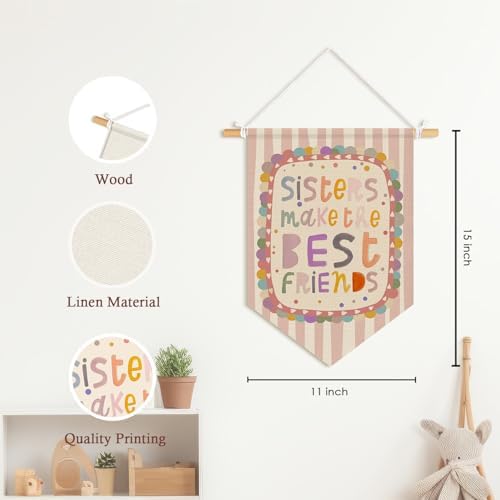 Girls Room Wall Art Decor, Sisters Make the Best Friends Banners - Image 7