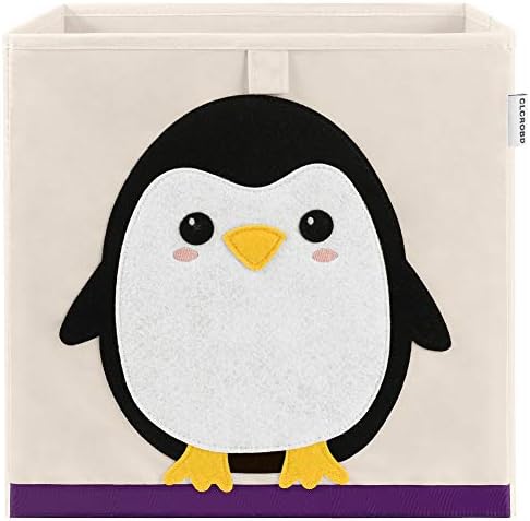 13 Inch Animal Cube Storage Bins, Foldable Fabric Kids Toy Box & Toy Chest by CLCROBD