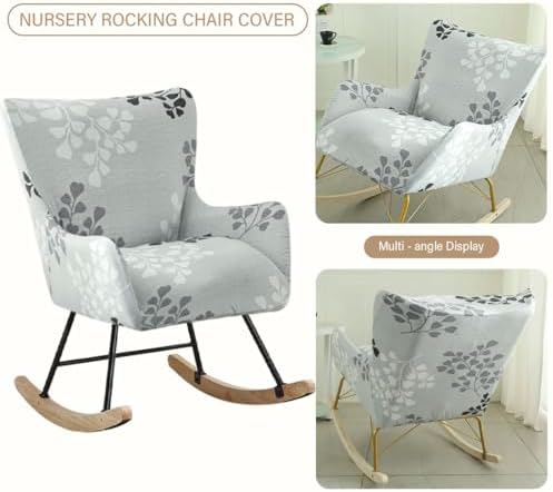 Nursery Rocking Chair Cover Stretchable Glider Chairs Cover Slipcovers Printed - Image 5