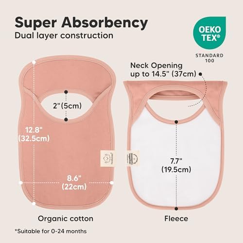 KeaBabies 8-Pack Bibs for Baby Girls, Boys Pullover Baby Bibs 6-36M - Image 3