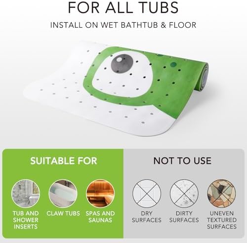 PRATIQUE Kids Bath Mat for Tub Non Slip，40 X 16 Inch Extra Long Kids Bathtub - Image 7