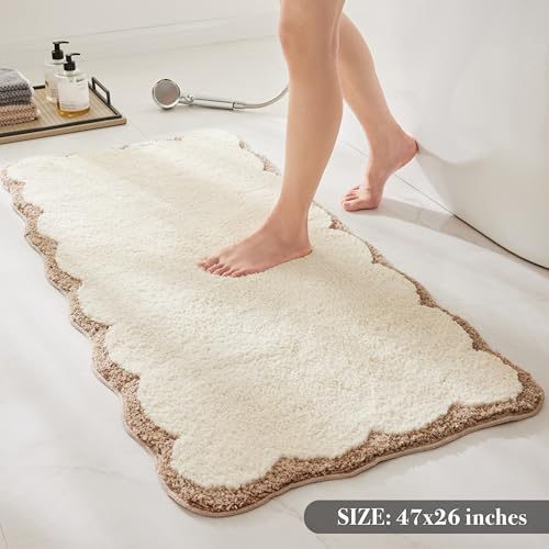 Ohocut Luxury Microfiber Scalloped Runner Rug, Anti Slip, Extra Soft - Image 3