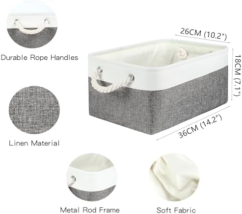 Storage Bins with Sturdy Cotton Handles, Fabric Storage Baskets - Image 6