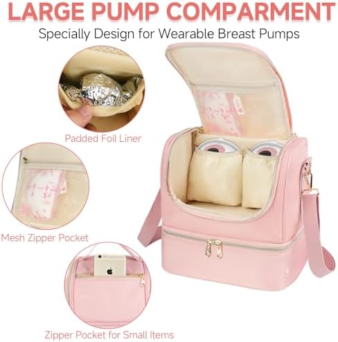 Wearable Breast Pump Bag with Cooler Compartment Fits - Image 4