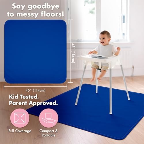 BapronBaby Minimalist Royal Blue Waterproof Splash Mat Catch All Floor Cover - Image 4