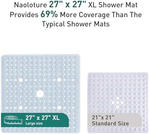 Large Square Shower Mat Bathtub Bath Mat Non Slip Clear 27"x27" - Image 3