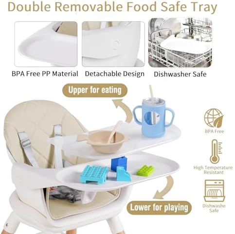 6 in 1 Baby High Chair, Convertible Wooden High Chairs - Image 4