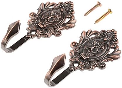 Curtain Tiebacks Small Lightweight Hooks, Vintage Red Copper Rose Pattern by Hicello