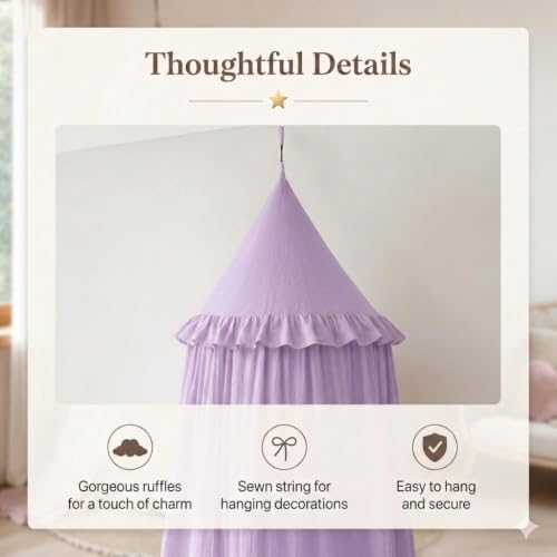 Bed Canopy for Girls, Princess Crib Canopy for Nursery, Dreamy Soft Hanging - Image 5