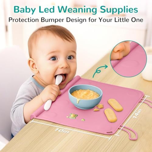 Silicone Placemat for Babygirls Eating-Out: Wipe Clean & Roll up for Outdoor - Image 5