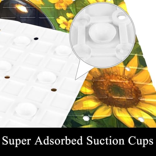 Bathtub Mat Non Slip 26.8x15.1 Inch, Frog Flowers Shower Mat - Image 3