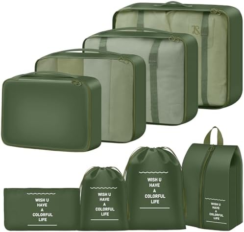 Packing Cubes for Travel 8 Set Luggage Organizer Bags by YEEYAA